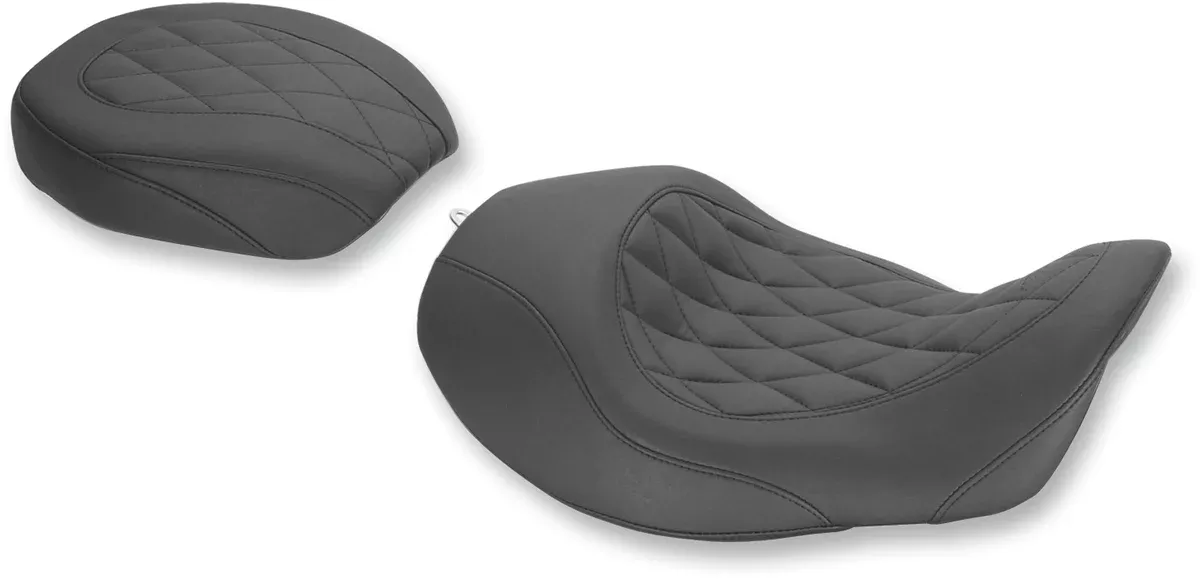 Mustang Forward Wide Tripper Solo Seat - Diamond - Black - Dyna '06-'17 - 76710