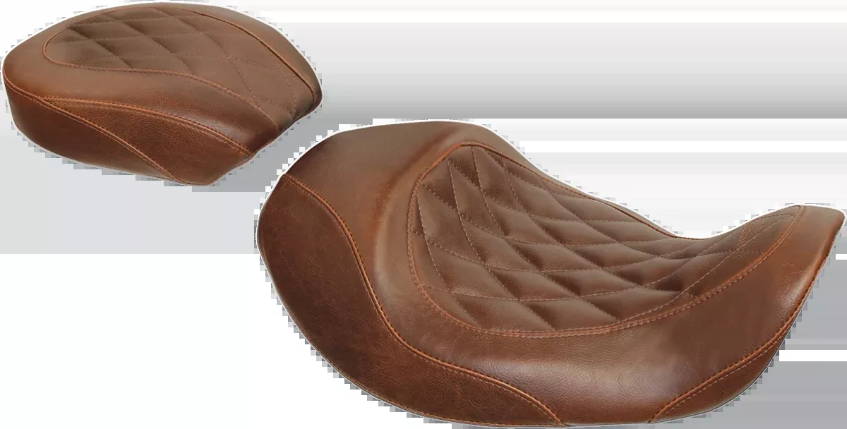 Mustang Forward Wide Tripper Solo Seat - Diamond - Brown - Dyna '06-'17 - 76711