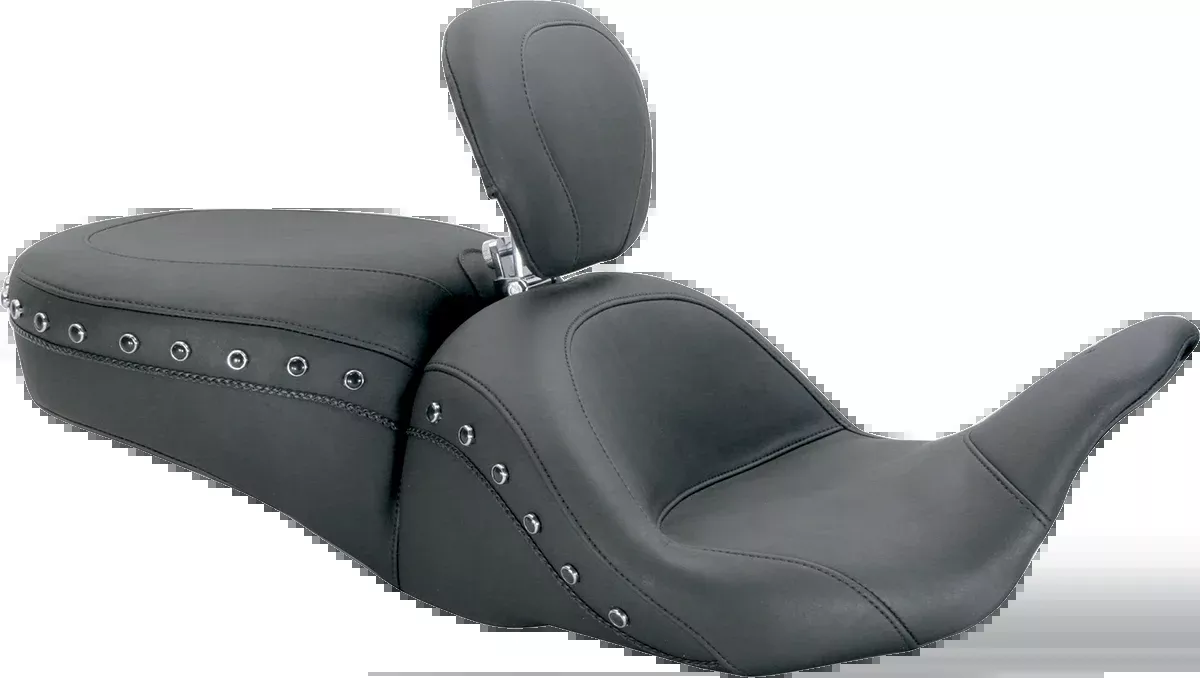 Mustang Lowdown Seat with Driver Backrest - Black Studded - FL '08-'25 - 79705