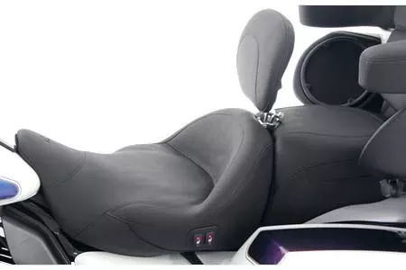 Mustang Seats Heated One-Piece Super Touring Seat with Driver Backrest for Harley-Davidson Touring Models 2008-Up -Vintage (Not for '24-Up FLHX/FLTR Models)