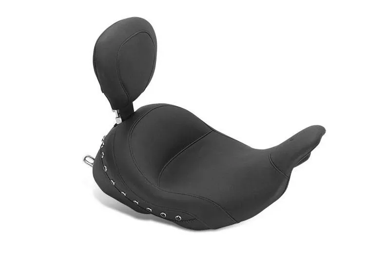 Mustang Seats LowDown Solo with Driver Backrest forHarley-Davidson Touring Models 2009-Up -Black Pearl-Centered Studs (Not for '24-Up FLHX/FLTR Models)