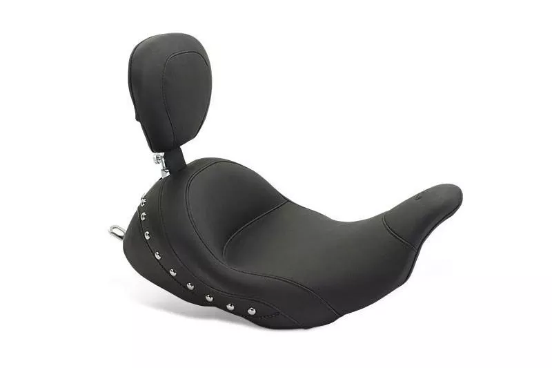 Mustang Seats LowDown Solo with Driver Backrest for Harley-Davidson Touring Models 2009-Up -Chrome Studs (Not for '24-Up FLHX/FLTR Models)