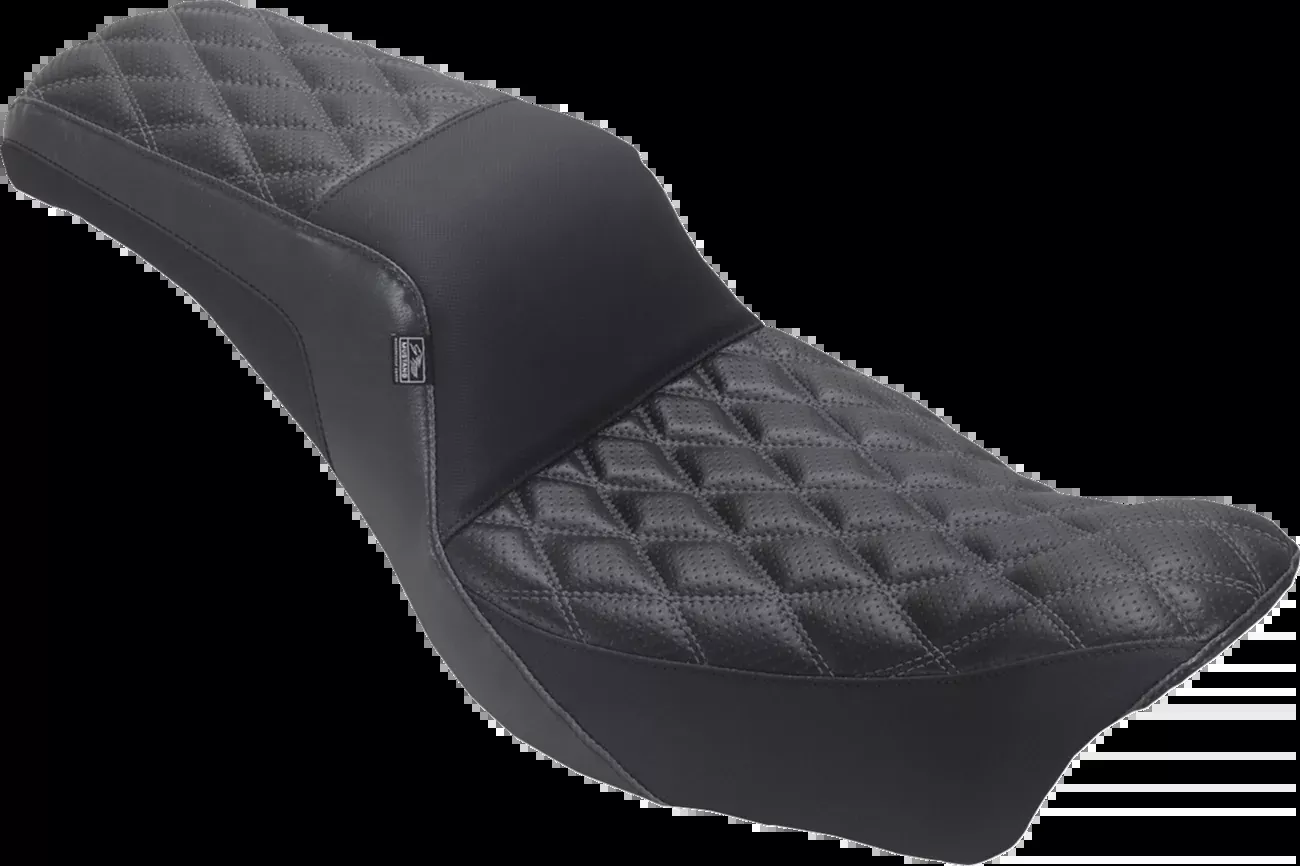 Mustang Squareback Gray Diamond Stitch Seat fits 2006-2017 Harley Dyna FXD