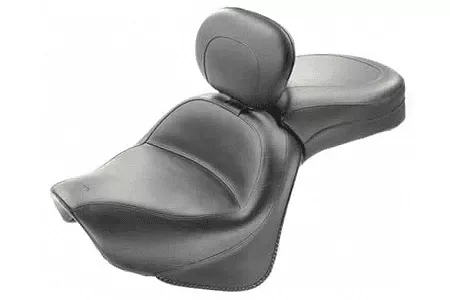 Mustang Two-Piece Wide Touring Seat with Driver Backrest for V-Star 1300 '07-Up-Plain/Vintage