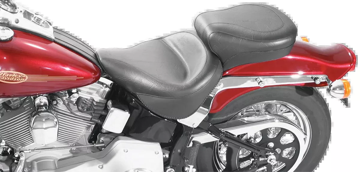 Mustang Vintage Style Seat - Wide - Smooth - Black - FXST/FLST - 75073