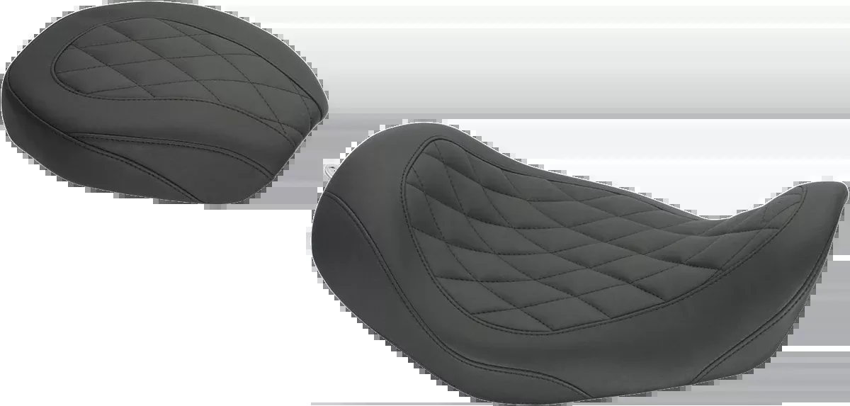 Mustang Wide Tripper Rear Seat - Diamond - Black - Dyna '06-'17 - 76705
