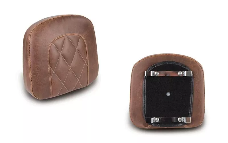 MustangBracket Style Sissy Bar Pad -Diamond Stitch, Distressed Brown (9.5" x 9")