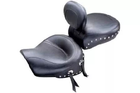 MustangTwo-Piece Wide Seat with Driver Backrest for Vulcan 1500 Classic FI '96-08 and Nomad 1500 '99-04 -Studded