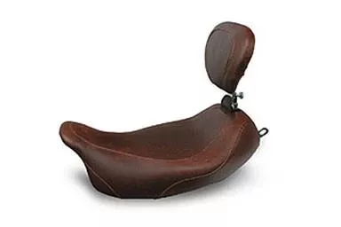 MustangWide Tripper Solo Seat with Driver Backrest for '00-06 Softail-Distressed Brown w/ 150mm Rear Tire