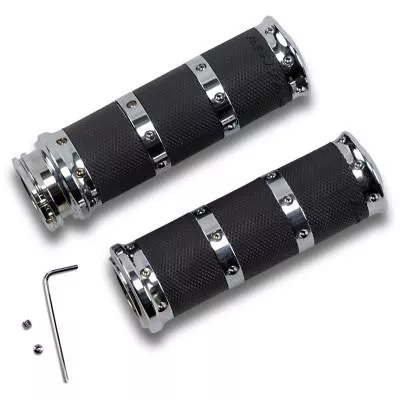 Performance Machine Contour Renthal Wrapped Grips, Chrome, Fitsmost 99-17 Twin Cam and 86-20 XL