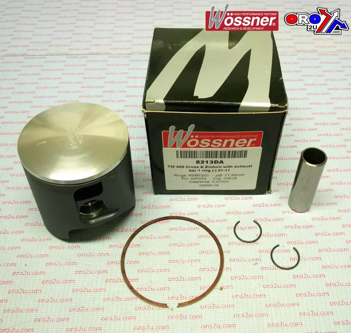 PISTON KIT 01-16 TM300 72.00, FORGED WOSSNER 8213DB