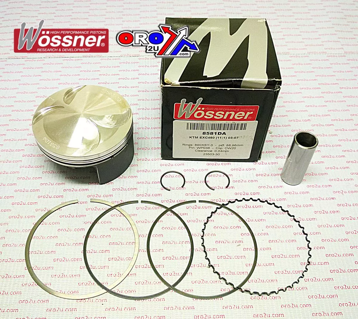 PISTON KIT 02-07 KTM EXC450 89, WOSSNER WOSSNER 8581DB
