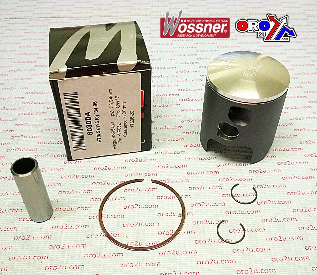 PISTON KIT 84-86 KTM125 54.00, FORGED WOSSNER KIT 8030DB