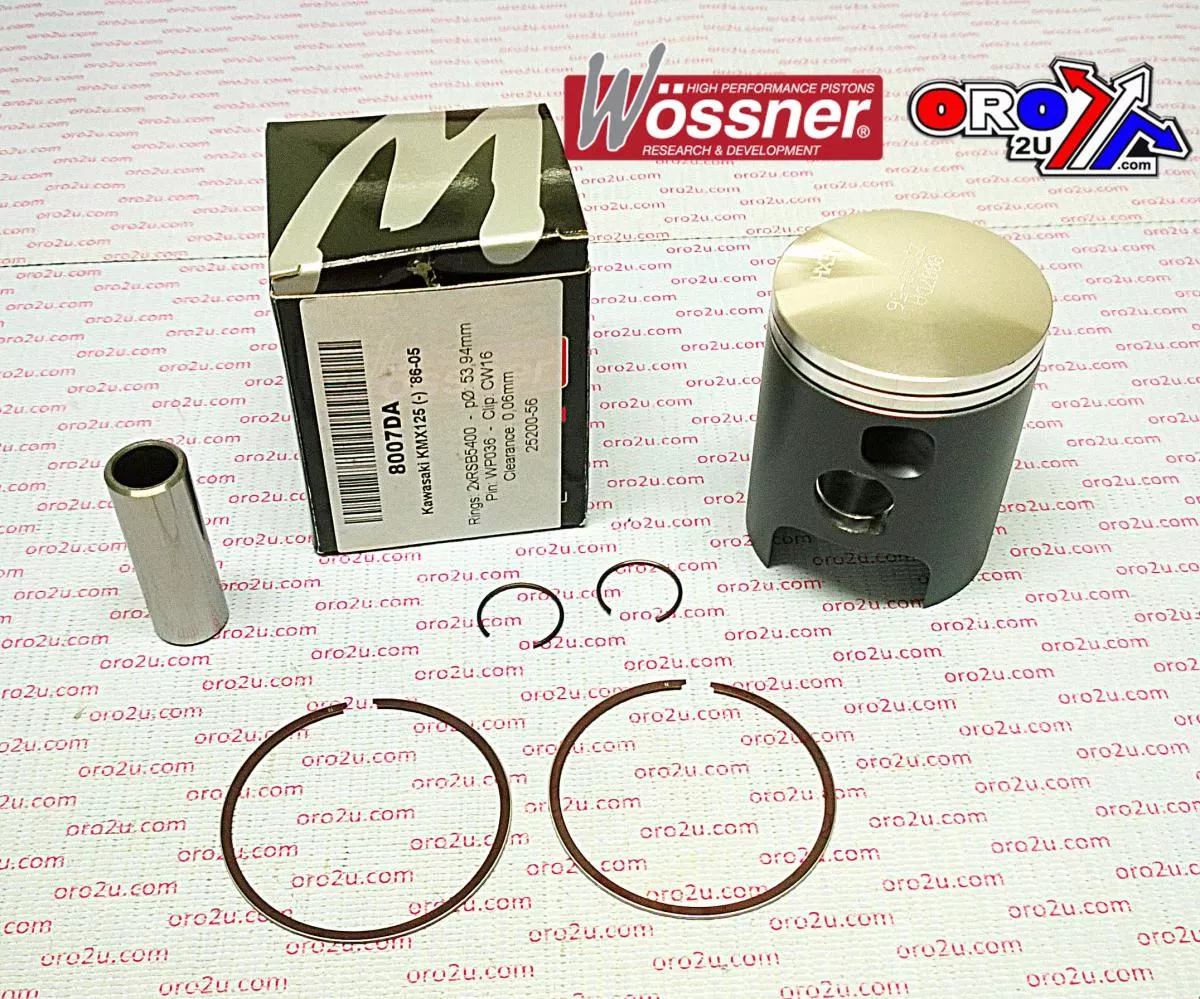 PISTON KIT 86-05 KMX125 54.50, FORGED WOSSNER 8007D050