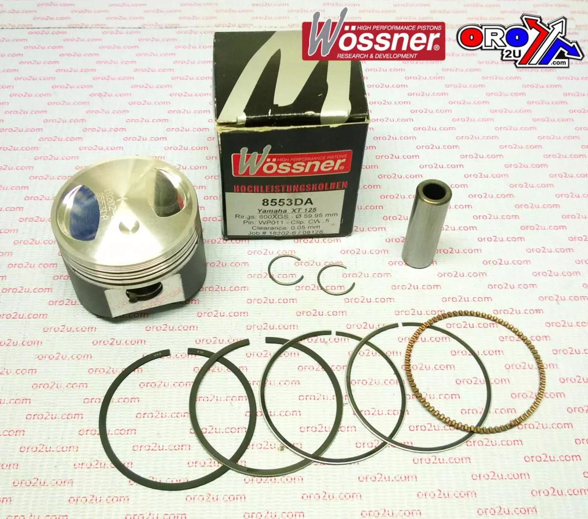 PISTON KIT ALL XT125 65.00, FORGED WOSSNER 8553D500