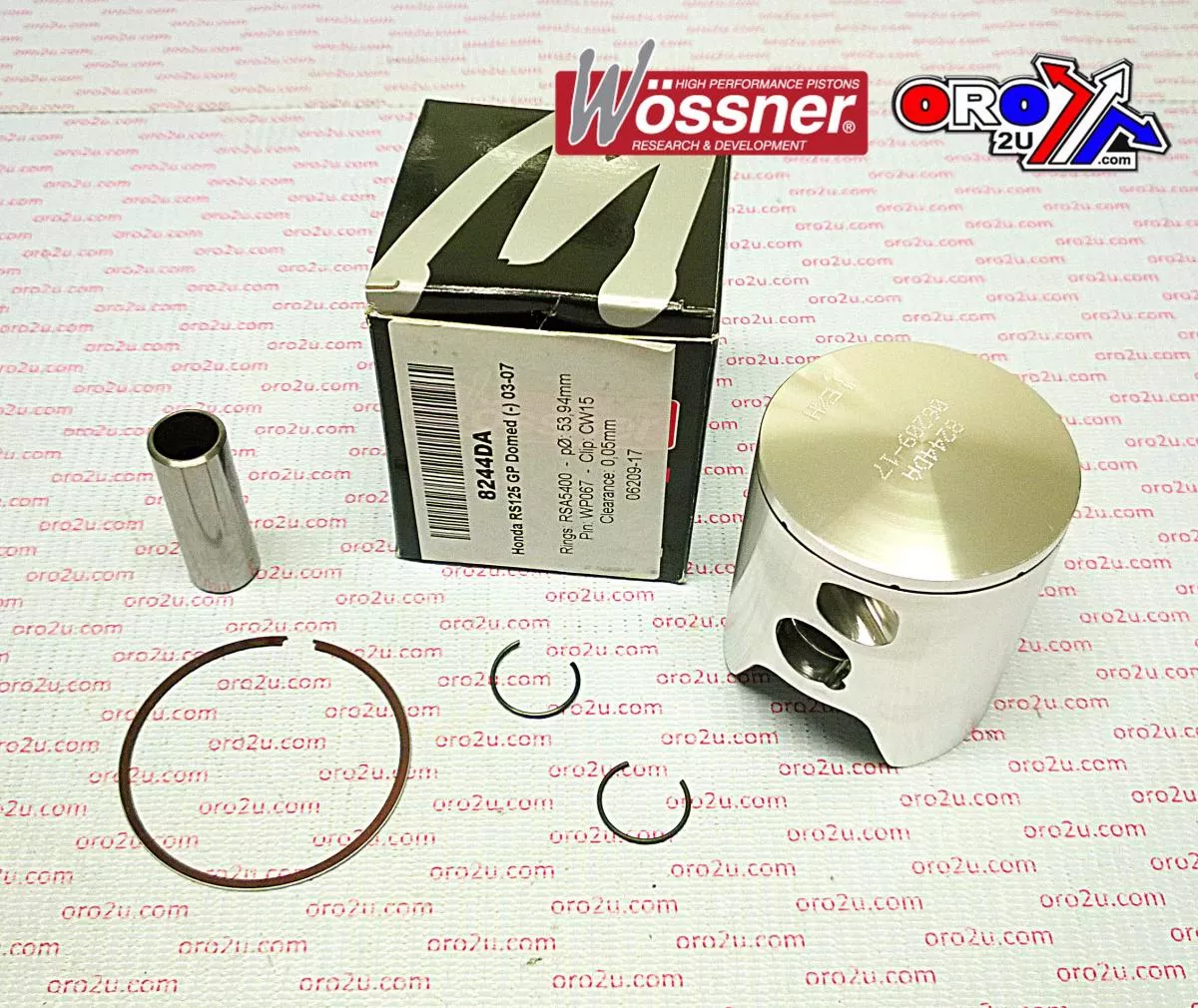 PISTON KIT RS125 GP DOMED 54.0 C, FORGED WOSSNER 8244DC