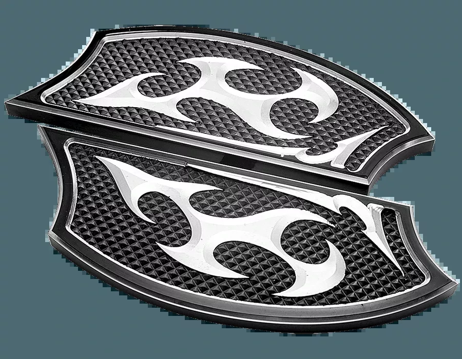 Precision Billet Passenger Floorboards for Harley Davidson Touring Models,Ace's Wild Edition -Black