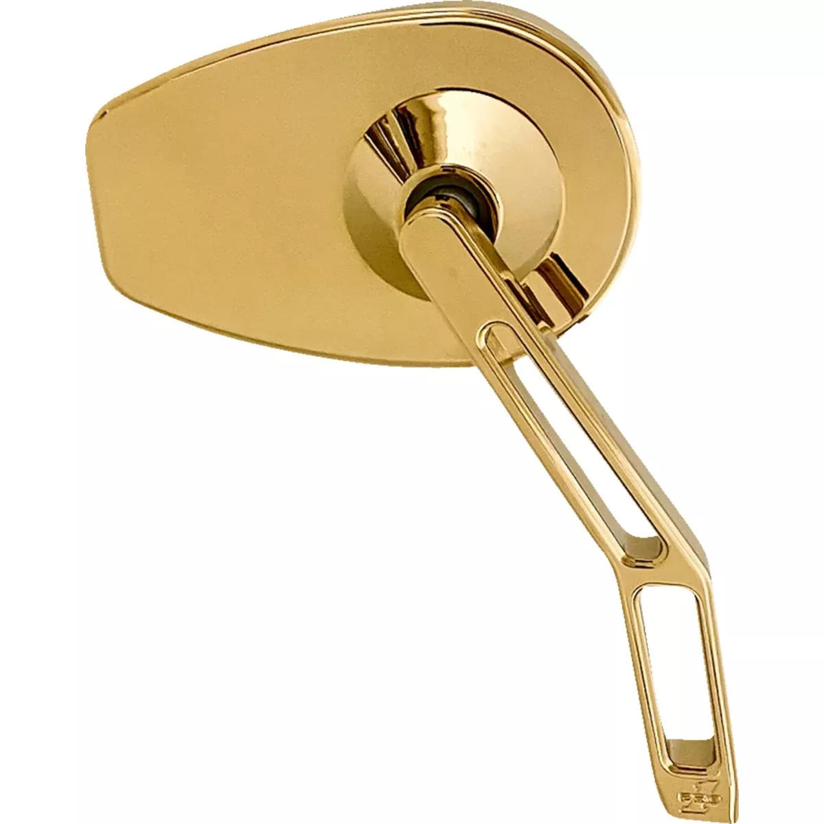 PRO-ONE PERF.MFG. 0640-1670 102110TIN Micro Mirror w/V2 Cut-Out Stem Mirror - Micro w/V2 Cut-Out Stem - Oval - Gold - Right