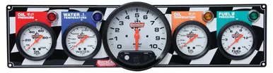 QuickCar 4-Gauge Panel with 5" Tachometer Silver Face 61-6051