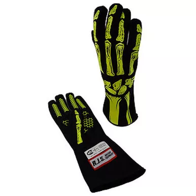 RJS Single Layer Yellow Skeleton Gloves X-Large 600090151
