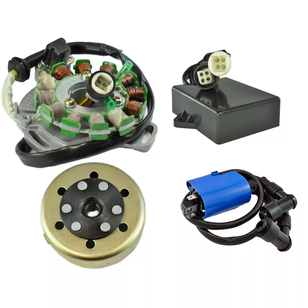 RMStator 200 W Stator And Regulator Rectifier, Peak RPM CDI Box, Ignition Coil and Flywheel with Puller