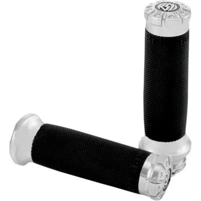 RSD Chrono Grips, Chrome, Fits 08-20 Touring, 16-20 Softails, 20 ELW, 16-17 FXDLS, 14-15 FLSTNSE, 13-15 FXSBSE, 11-12 FLSTSE