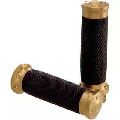 RSD Tracker Grips, Brass, Fits Most 99-17 Twin Cam and 86-20 XL
