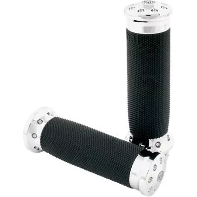 RSD Tracker Grips, Chrome, Fits 08-20 Touring, 16-20 Softails, 20 ELW, 16-17 FXDLS, 14-15 FLSTNSE, 13-15 FXSBSE, 11-12 FLSTSE