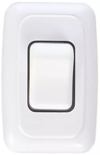 RV Designer S531 RV Trailer Contoured On/Off Switch in Plate White Single