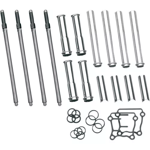 S&S Adjustable Pushrod Kit with Covers for 1999-2017 Harley Twin Cam -Chrome