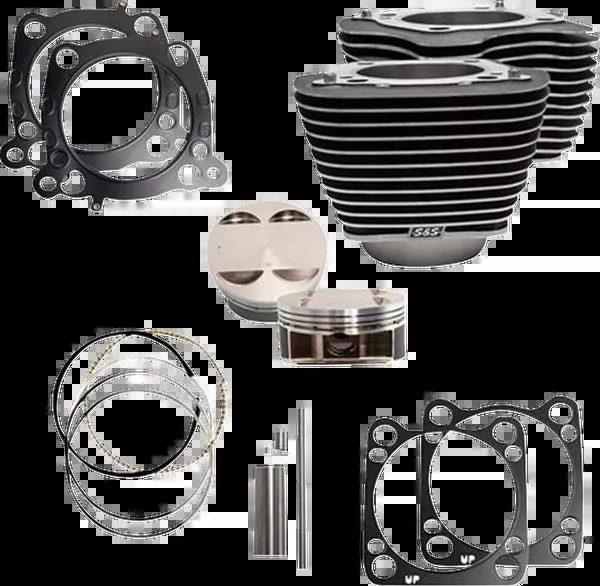 S&S Cycle Cylinder Kit – 124″ Big Bore – Wrinkle Black W/Highlights – 107″ M8