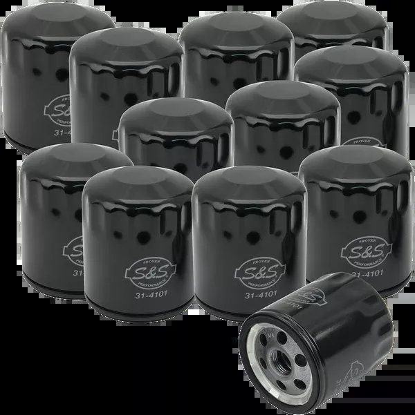 S&S Cycle Oil Filters – Black – 12-Pack
