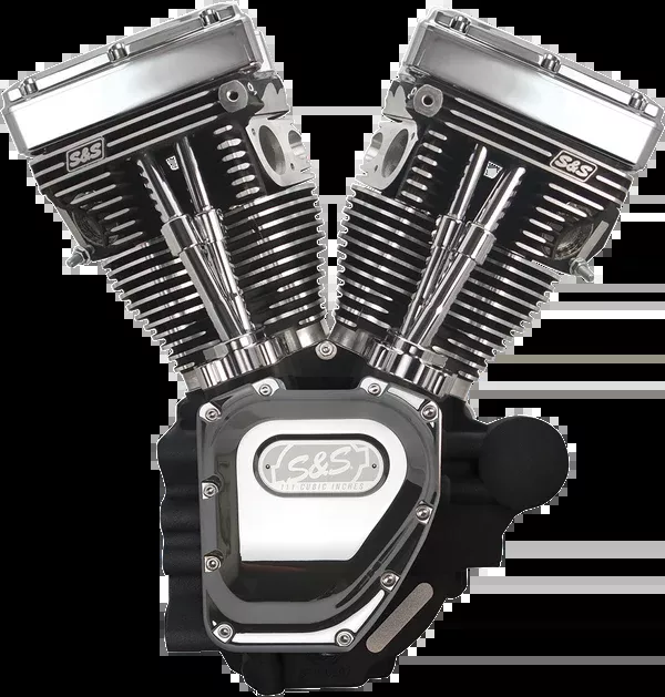 S&S Cycle T111 Long Block Engine - Wrinkle Black And Chrome - Touring