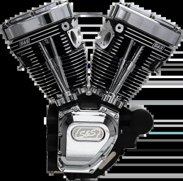 S&S Cycle T124 Long Block Engine – Wrinkle Black And Chrome – Touring