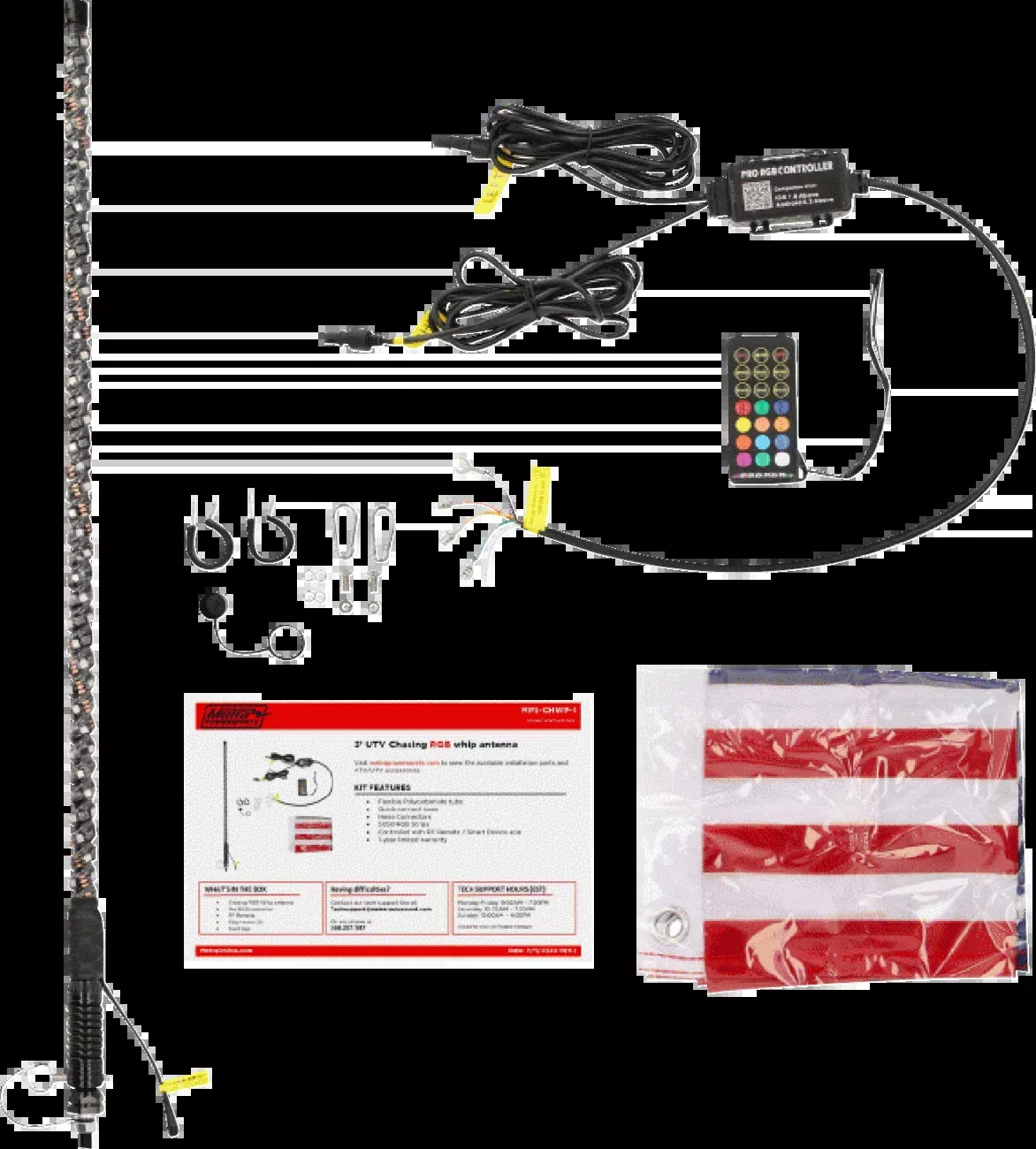 Saddle Tramp 3″ Whip Light – Chasing – RGB – w/ Controller-MPS-CHWP-1