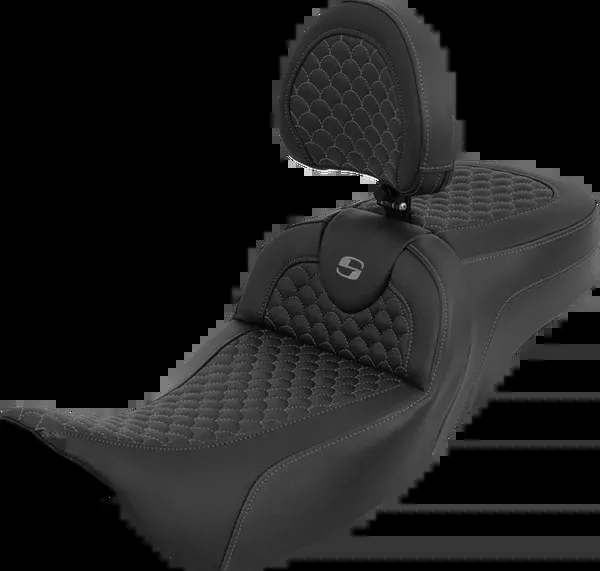 Saddlemen Extended Reach Roadsofa™ Seat – Dragon Scale – Gray Stitch – With Backrest – Touring ’08-’25