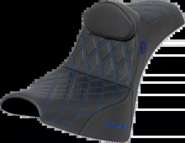 Saddlemen Pro Series SDC Performance Seat – W/ Backrest – Blue Stitch – Gripper – FXBB/FXST ’18-’25