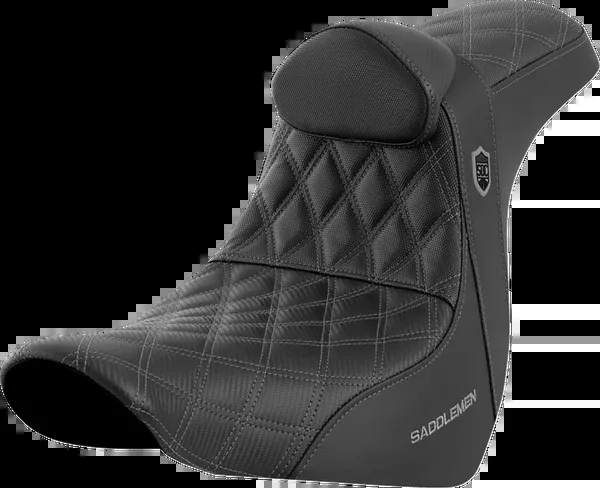 Saddlemen Pro Series SDC Performance Seat – W/ Backrest – Gray Stitch – FL/FX ’18-’23