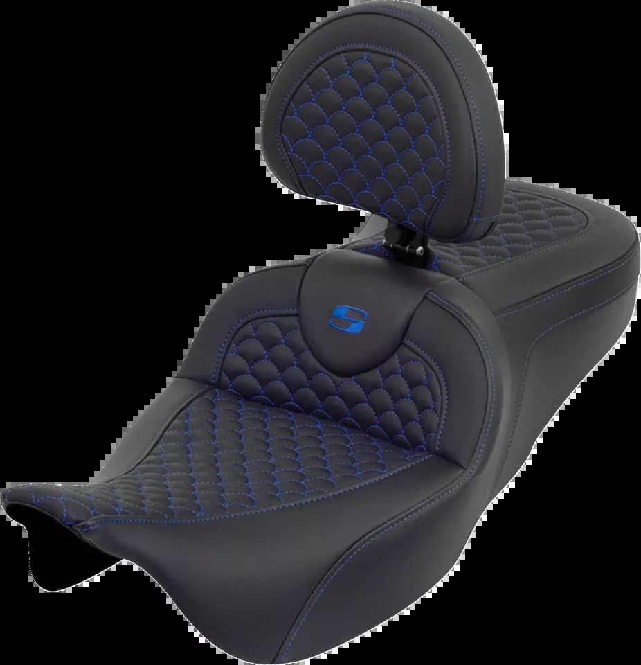 Saddlemen Roadsofa Blue Dragon Scale Seat & Backrest for 2008-25 Harley Touring