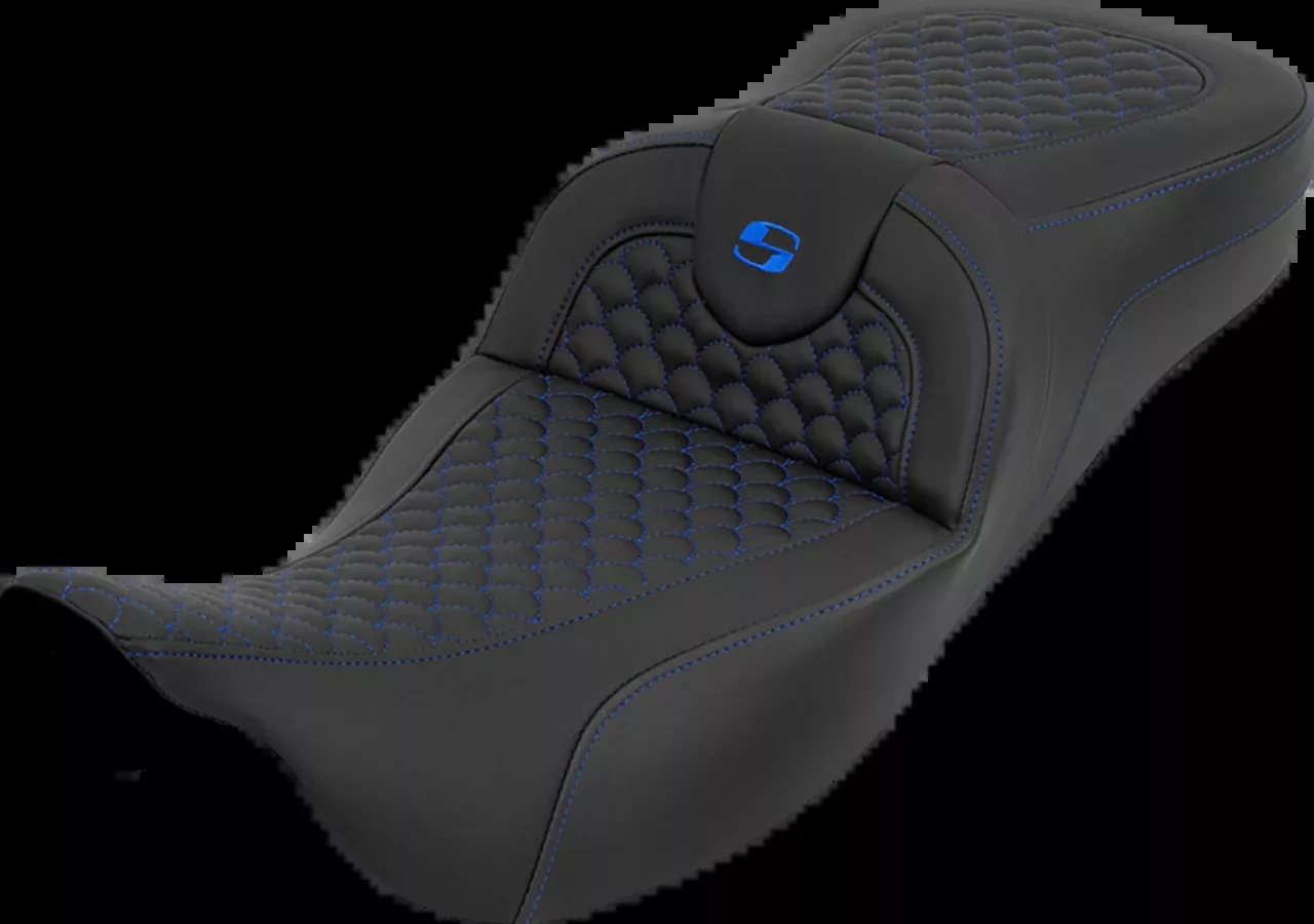 Saddlemen Roadsofa Blue Dragon Stitch Extended Seat for 2008-2025 Harley Touring