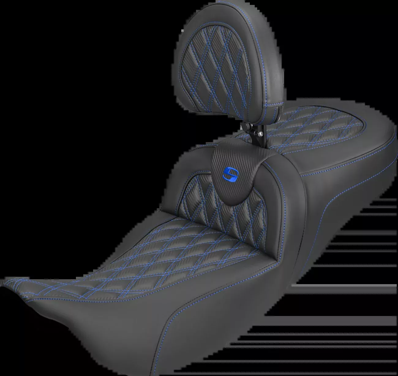Saddlemen Roadsofa Blue Lattice Extended Seat & Backrest 2008-25 Harley Touring