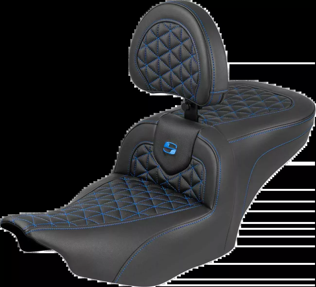 Saddlemen Roadsofa Blue Tri Gripper Seat & Backrest for 2023-2026 Harley Touring