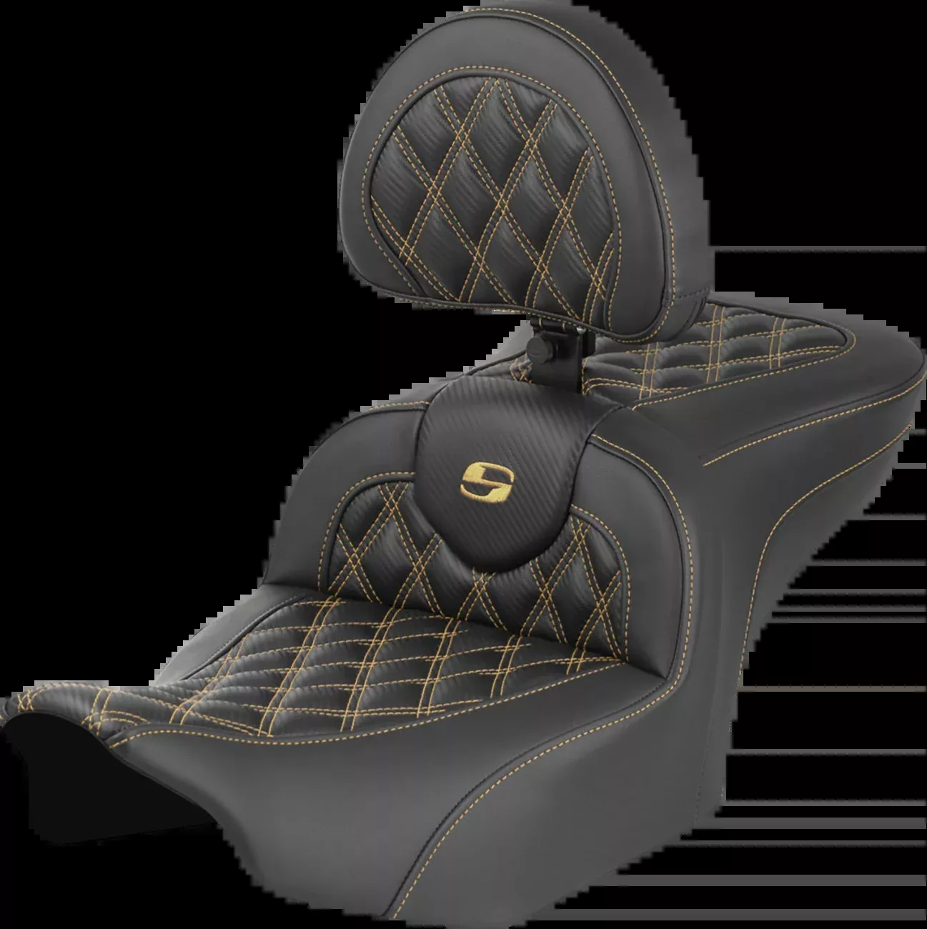 Saddlemen Roadsofa Gold Carbon Lattice Seat & Backrest for 23-26 Harley Touring