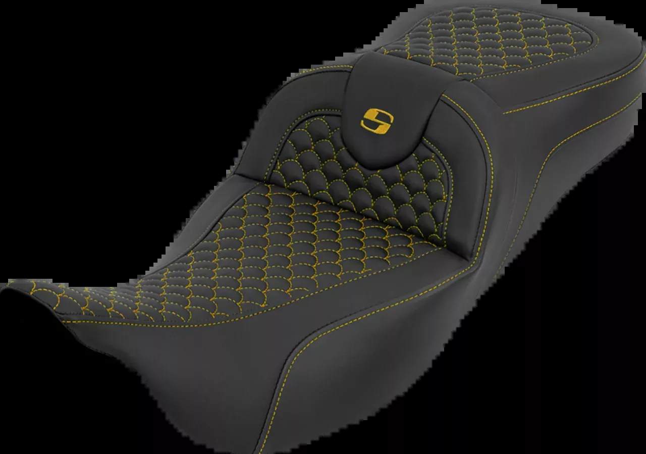 Saddlemen Roadsofa Gold Dragon Stitch Extended Seat for 2008-2025 Harley Touring