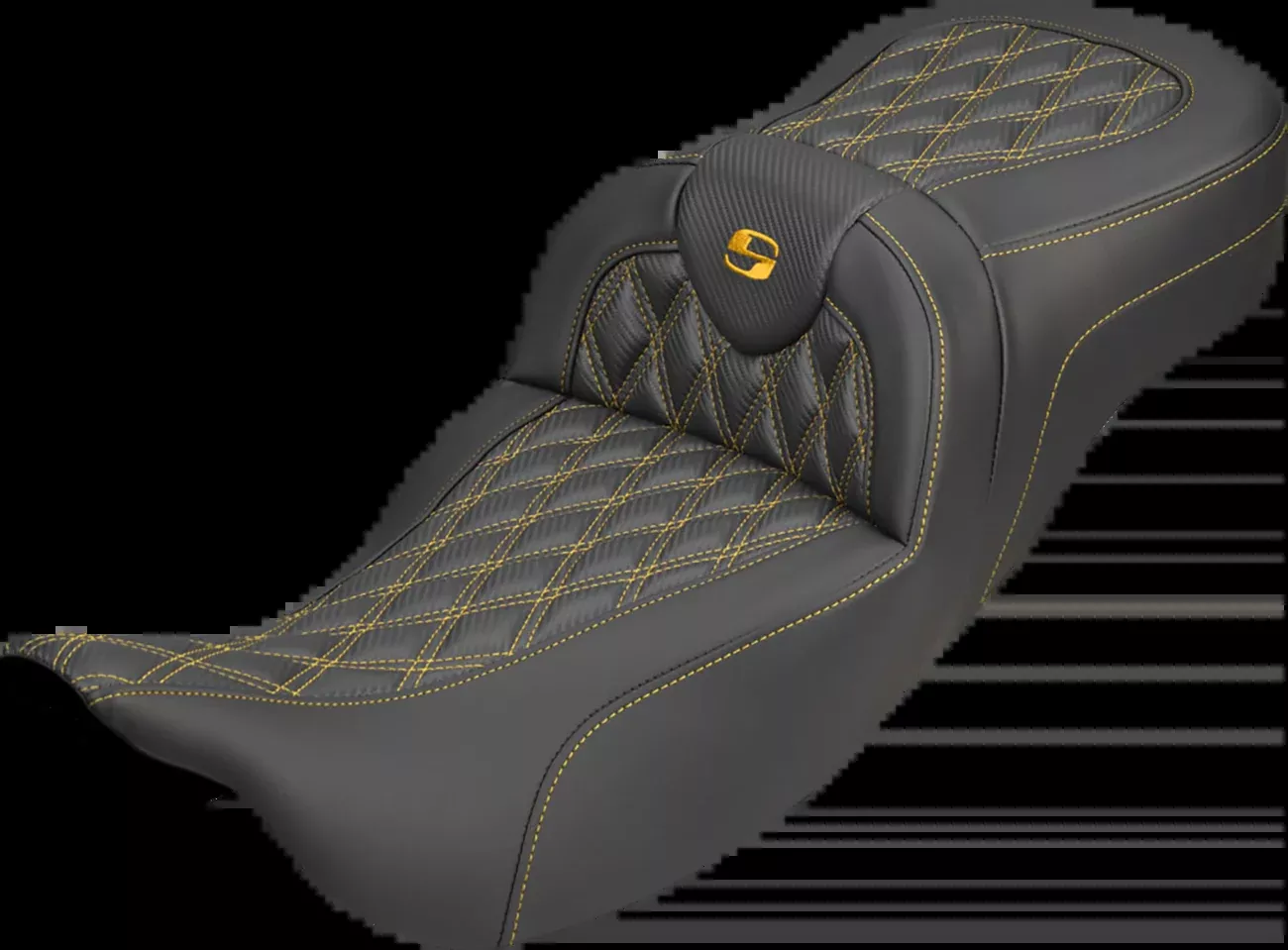Saddlemen Roadsofa Gold Lattice Carbon Extended Seat for 2008-25 Harley Touring