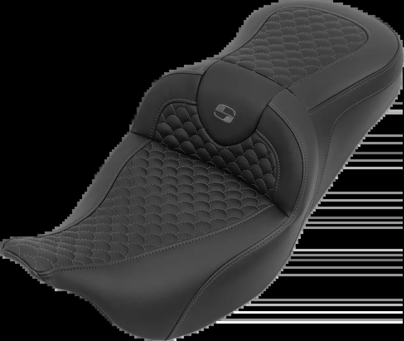 Saddlemen Roadsofa Gray Dragon Scale Stitch Seat for 2008-2025 Harley Touring
