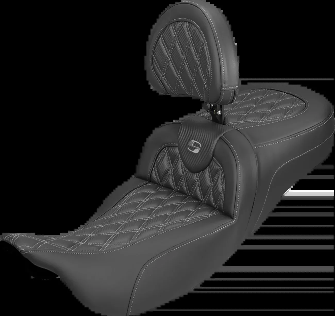 Saddlemen Roadsofa Gray Lattice Extended Seat & Backrest 2008-25 Harley Touring