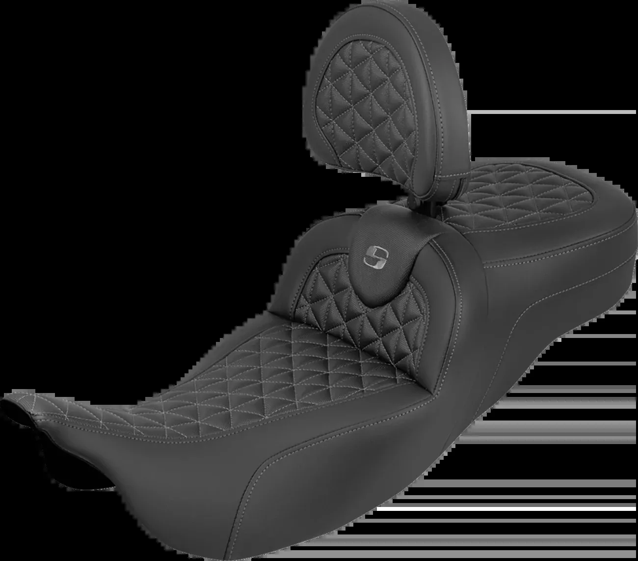 Saddlemen Roadsofa Gray Tri Grip Extended Seat Backrest 2008-2025 Harley Touring