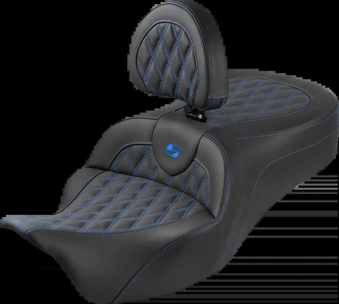 Saddlemen Roadsofa King Blue Lattice Seat & Backrest for 2008-25 Harley Touring