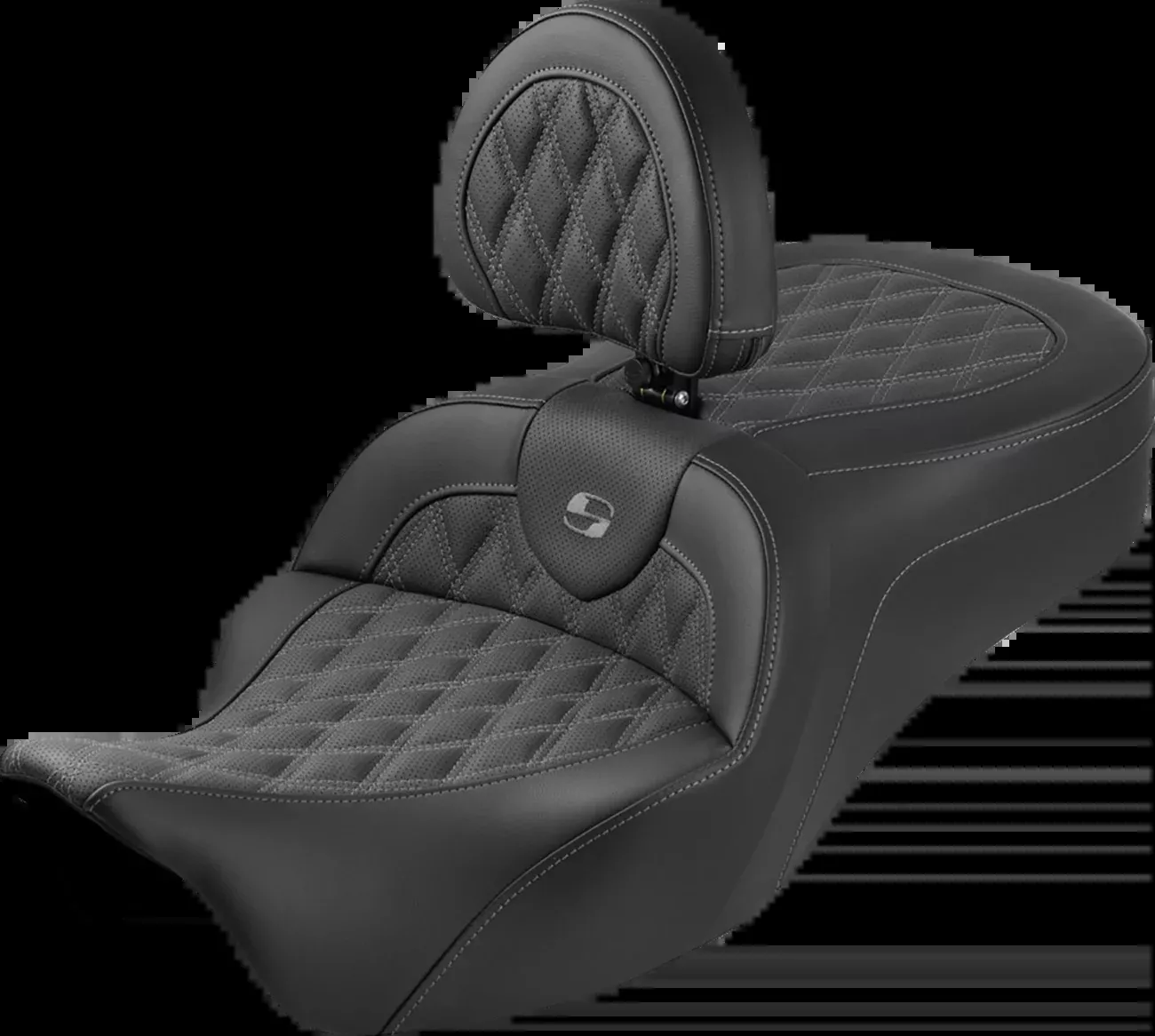 Saddlemen Roadsofa King Gray Lattice Seat & Backrest for 2008-25 Harley Touring